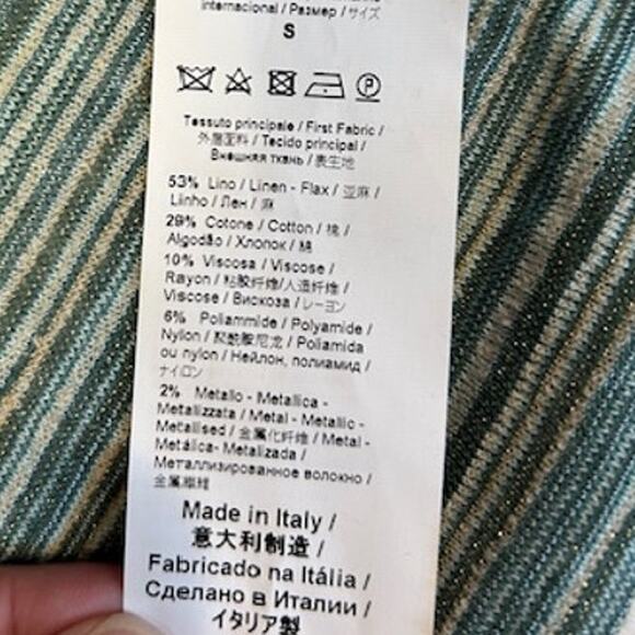 M MISSONI Green Gold Knit T Shirt Kaftan Striped Designer Womens Sz Small NWT - Picture 5 of 13